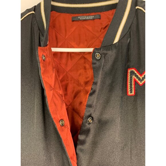 Scotch & Soda S/M Reverse Satin Bomber Jacket Embroider Patches & Stars RT10543 - Picture 14 of 15